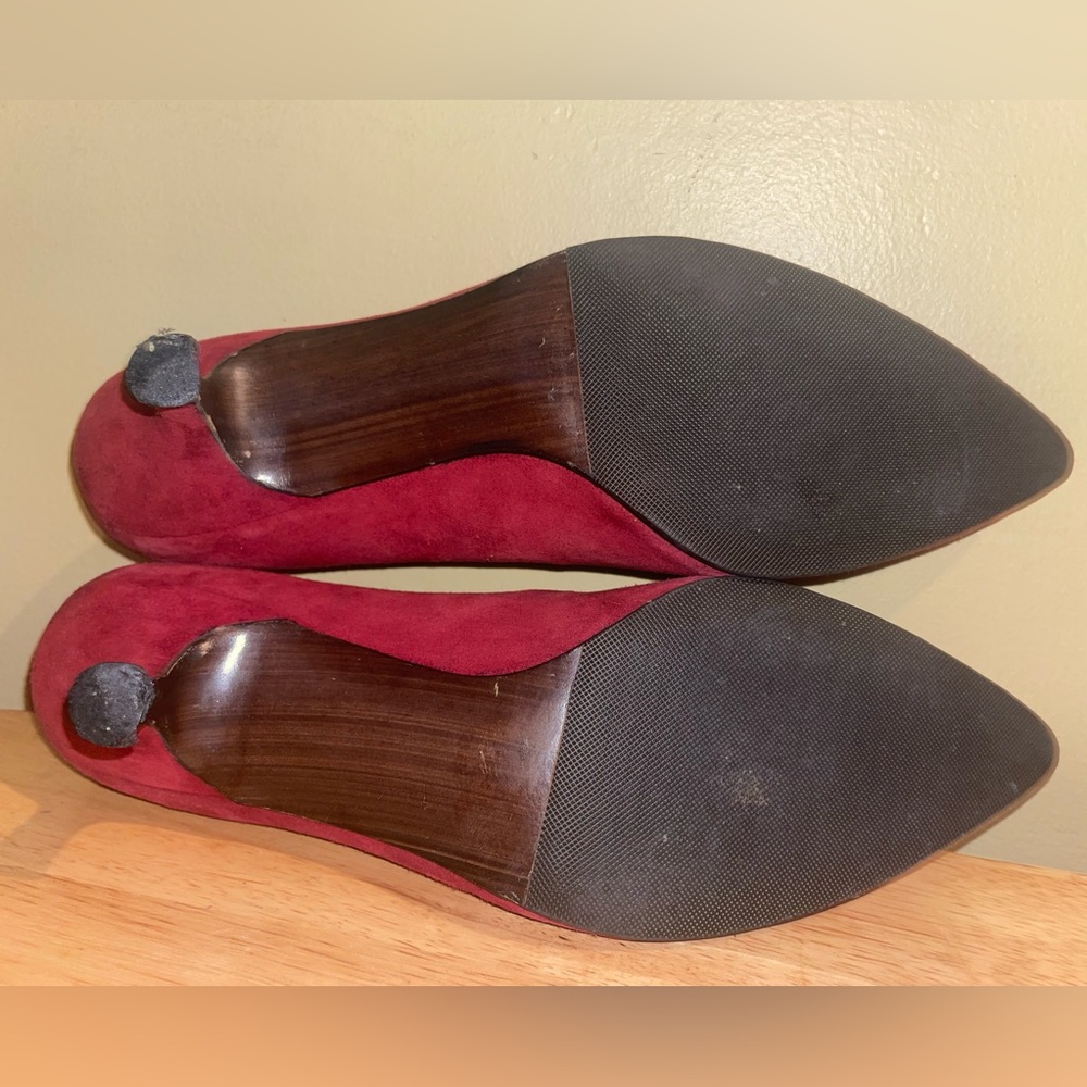 Stuart Weitzman Deep Red Suede Pumps - image 3